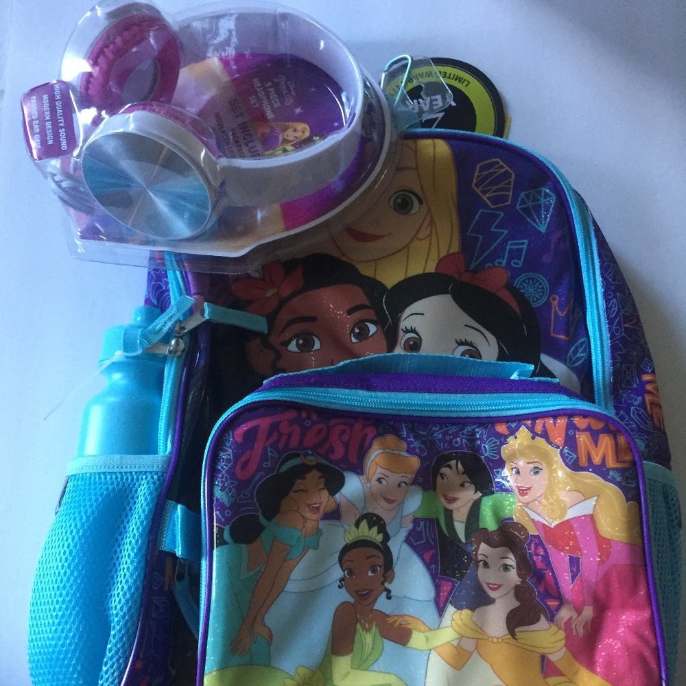 NEW Disney Princess Kids' 16'' Backpack Set with Headphone